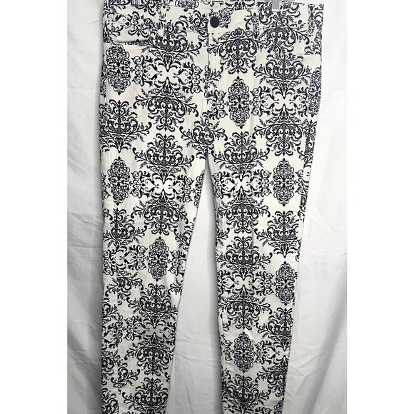 Kut from the Kloth Womens Sz 12 Black White Brigitte Ankle Skinny Pattern Jeans - Picture 1 of 10